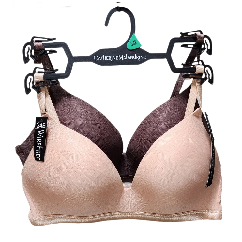 Catherine Malandrino Wire Free Bra 2-pack With Adjustable Straps 34B Cream Brown